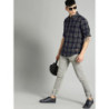 Men Blue & Grey Checked Casual Sustainable Shirt