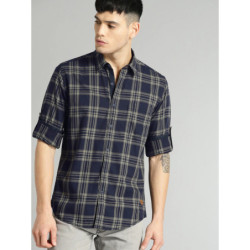 Men Blue & Grey Checked Casual Sustainable Shirt