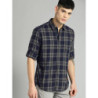 Men Blue & Grey Checked Casual Sustainable Shirt