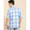 Men Blue Checked Button-Down Collar Classic Fit Casual Shirt