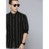 Men Black & White Slim Fit Striped Casual Shirt