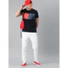 Men Navy Blue & Red Colourblocked Round Neck T-shirt