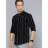 Men Black & White Slim Fit Striped Casual Shirt