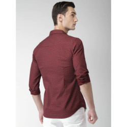 Men Maroon Slim Fit Printed Casual Shirt
