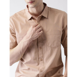Men Pink Slim Fit Solid Casual Shirt