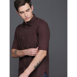Men Burgundy Slim Fit...