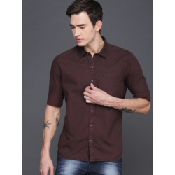 Men Burgundy Slim Fit Casual Shirt