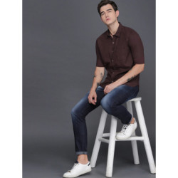Men Burgundy Slim Fit Casual Shirt