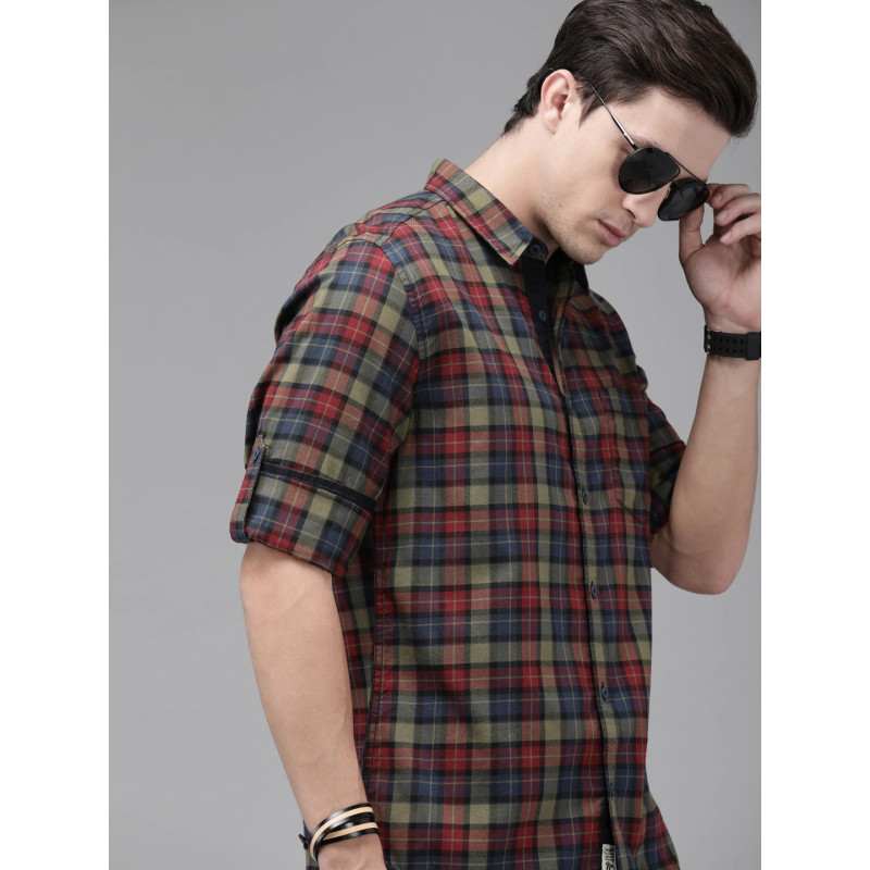 Men Multicoloured Regular Fit Checked Sustainable Casual Shirt