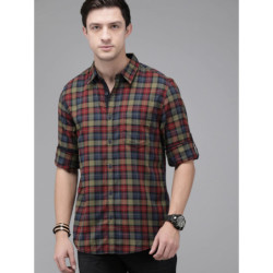 Men Multicoloured Regular Fit Checked Sustainable Casual Shirt