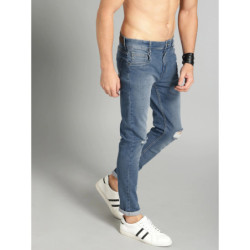 Men Blue Skinny Fit Mid-Rise Mildly Distressed Stretchable Jeans