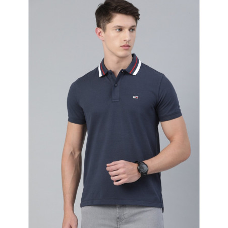 Tommy Hilfiger Men Blue Solid Round Neck T-shirt