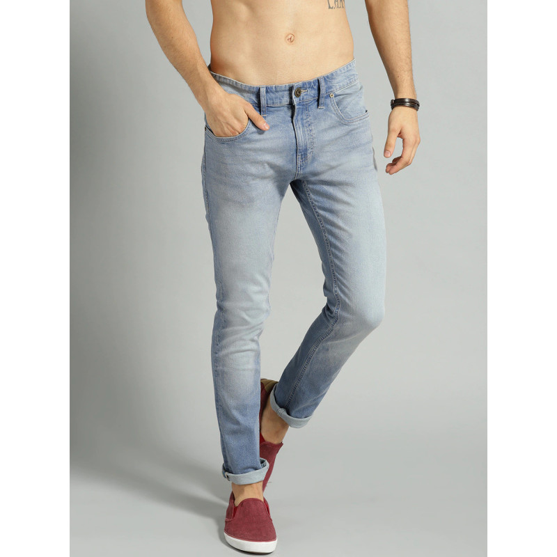 Men Blue Skinny Fit Mid-Rise Clean Look Stretchable Jeans