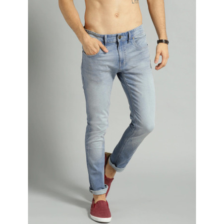 Men Blue Skinny Fit Mid-Rise Clean Look Stretchable Jeans