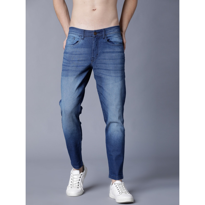 Men Blue Tapered Fit Mid-Rise Clean Look Stretchable Jeans