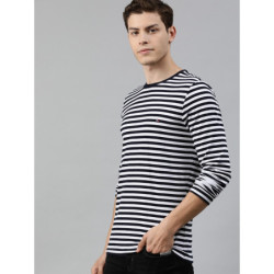 Men Navy Blue Solid Round Neck T-shirt