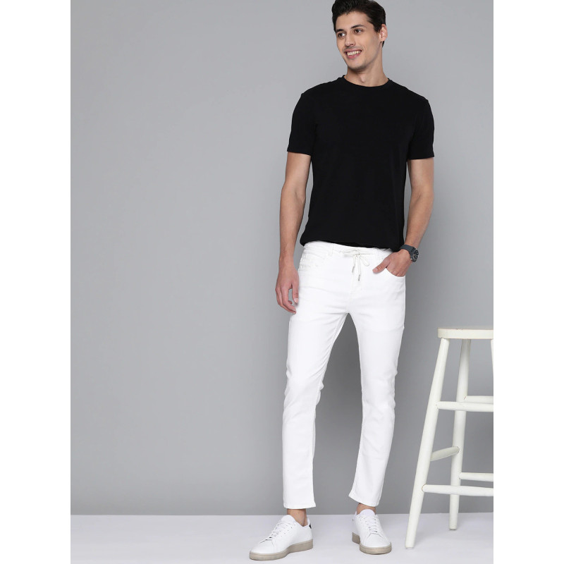 Men Off White Skinny Fit Stretchable Jeans