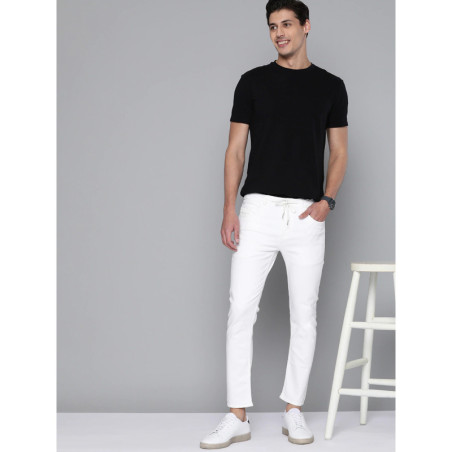 Men Off White Skinny Fit Stretchable Jeans