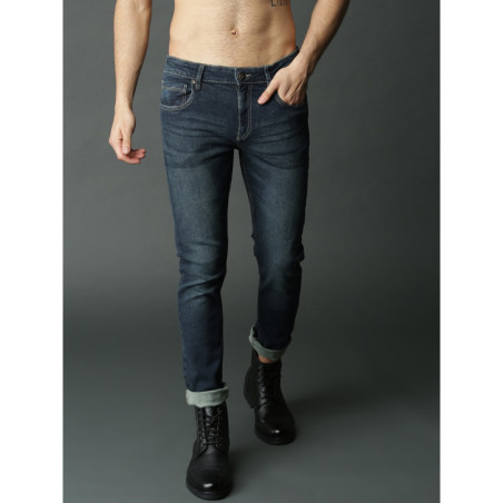 Men Navy Blue Skinny Fit Mid-Rise Clean Look Stretchable Jeans