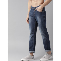 Men Blue Slim Fit Mid-Rise Low Distress Stretchable Jeans