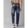 Men Blue Slim Fit Mid-Rise Low Distress Stretchable Jeans