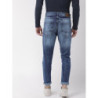 Men Navy Blue Slim Tapered Fit Mid-Rise Highly Distressed Stretchable Jeans