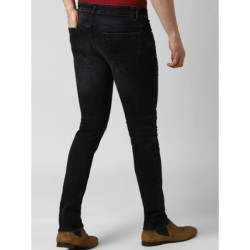 Men Black Slim Fit Low Distress Light Fade Jeans