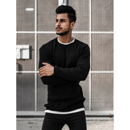 Black Knitted Full Sleeves T Shirt