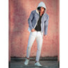 Urban Light Grey Denim Jacket With Zip and Hood
