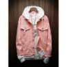 Peach Denim Jacket With Hood