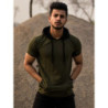 Olive Green Plain Hooded Half Sleeves T Shirt