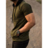 Olive Green Plain Hooded Half Sleeves T Shirt