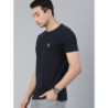 Men Navy Blue Solid Pure Cotton Round Neck T-shirt