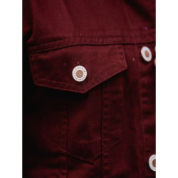 Maroon Denim Jacket With Fur